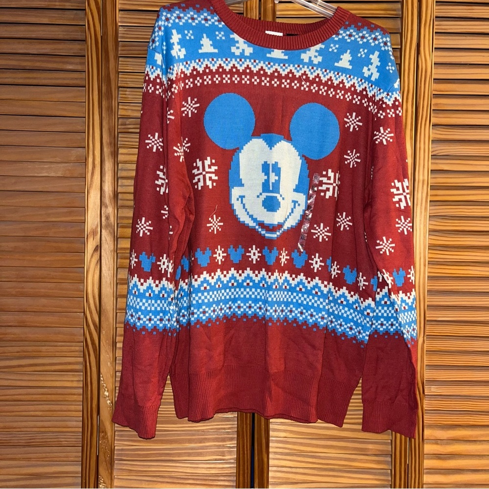 Disney Mickey Mouse Holiday Long Sleeve Crewneck Sweater Size XXL New
